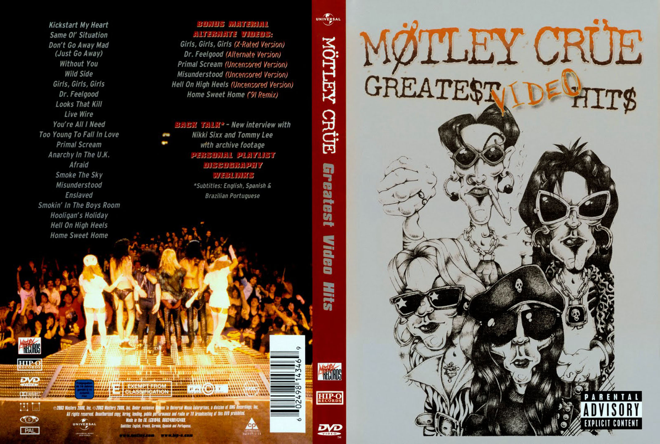 Cartula Caratula de Motley Crue - Greatest Video Hits (Dvd)