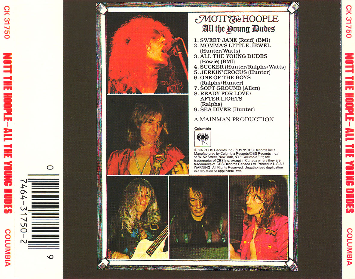 Cartula Trasera de Mott The Hoople - All The Young Dudes (1972)