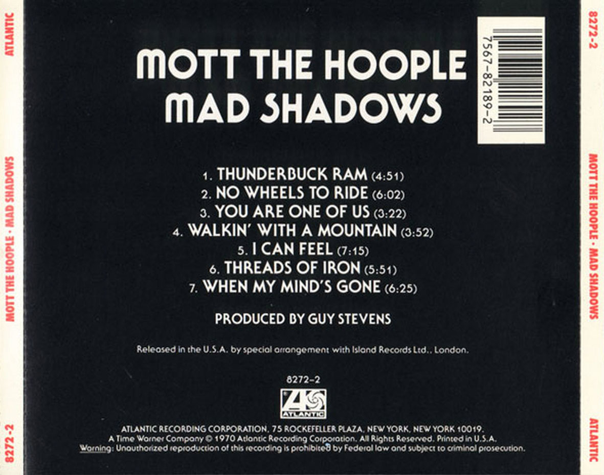 Cartula Trasera de Mott The Hoople - Mad Shadows