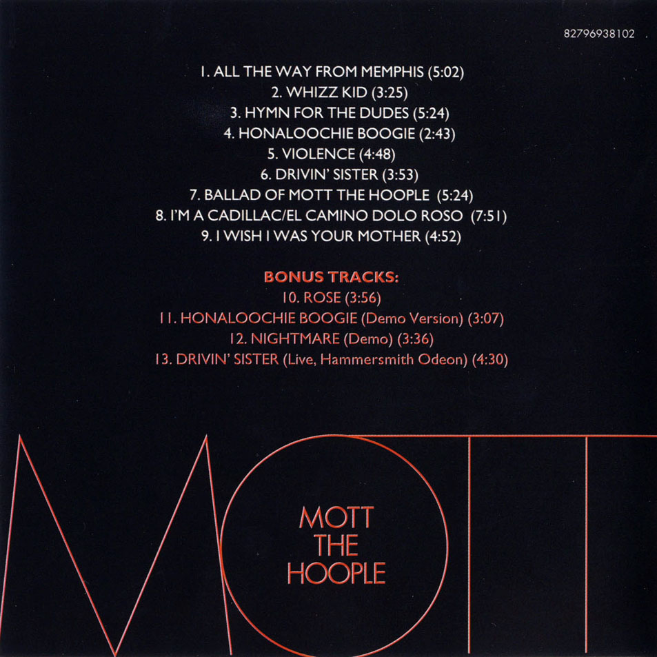 Cartula Interior Frontal de Mott The Hoople - Mott (2006)