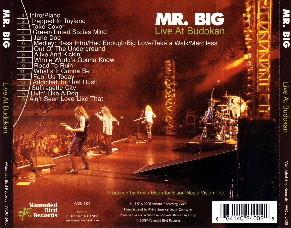 Cartula Trasera de Mr. Big - Live At Budokan