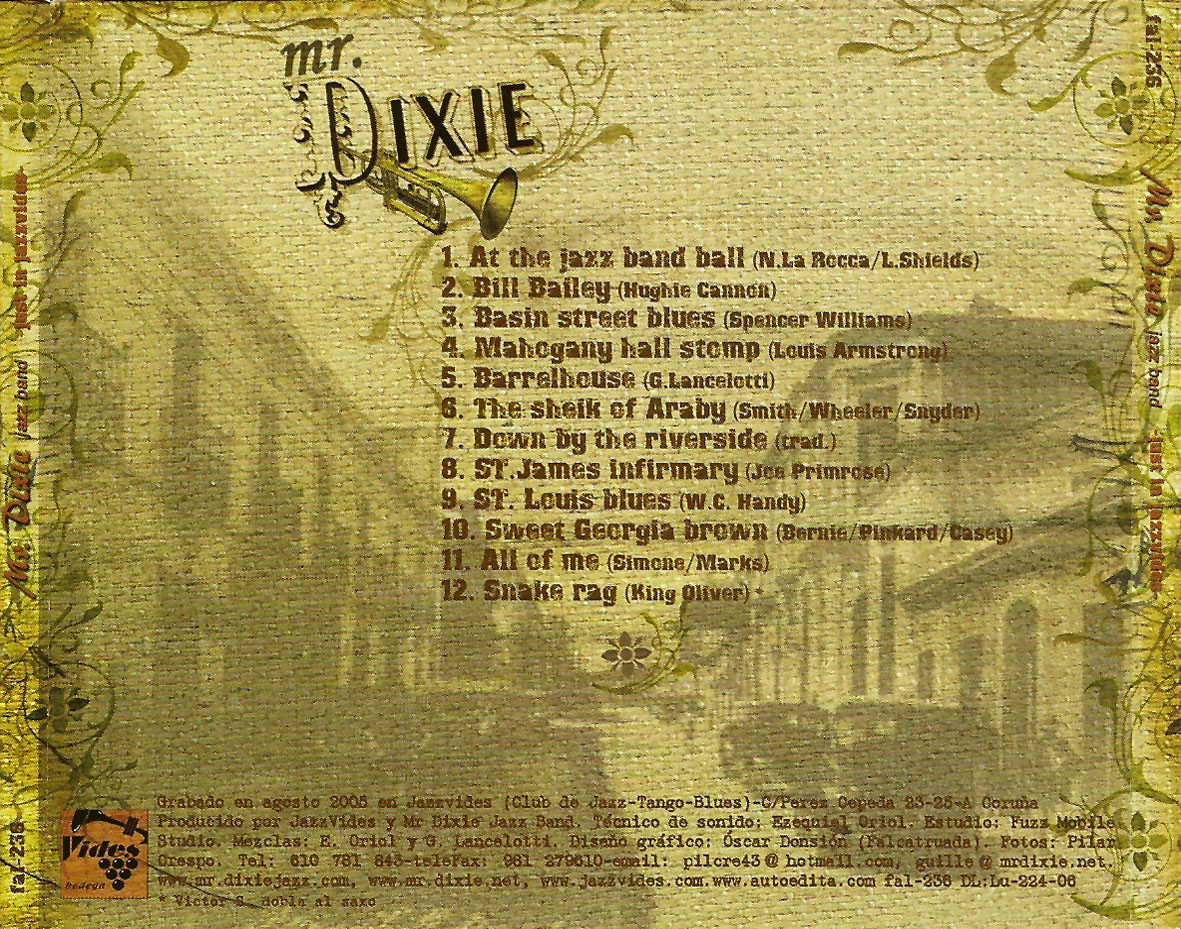 Cartula Trasera de Mr. Dixie Jazz Band - Just In Jazzvides
