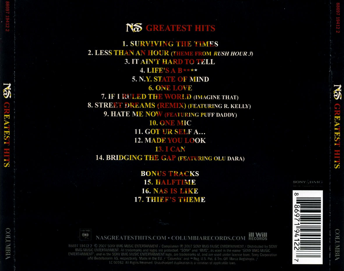 Cartula Trasera de Nas - Greatest Hits