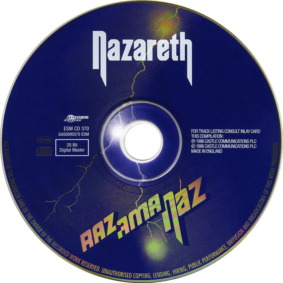 Cartula Cd de Nazareth - Razamanaz (1996)