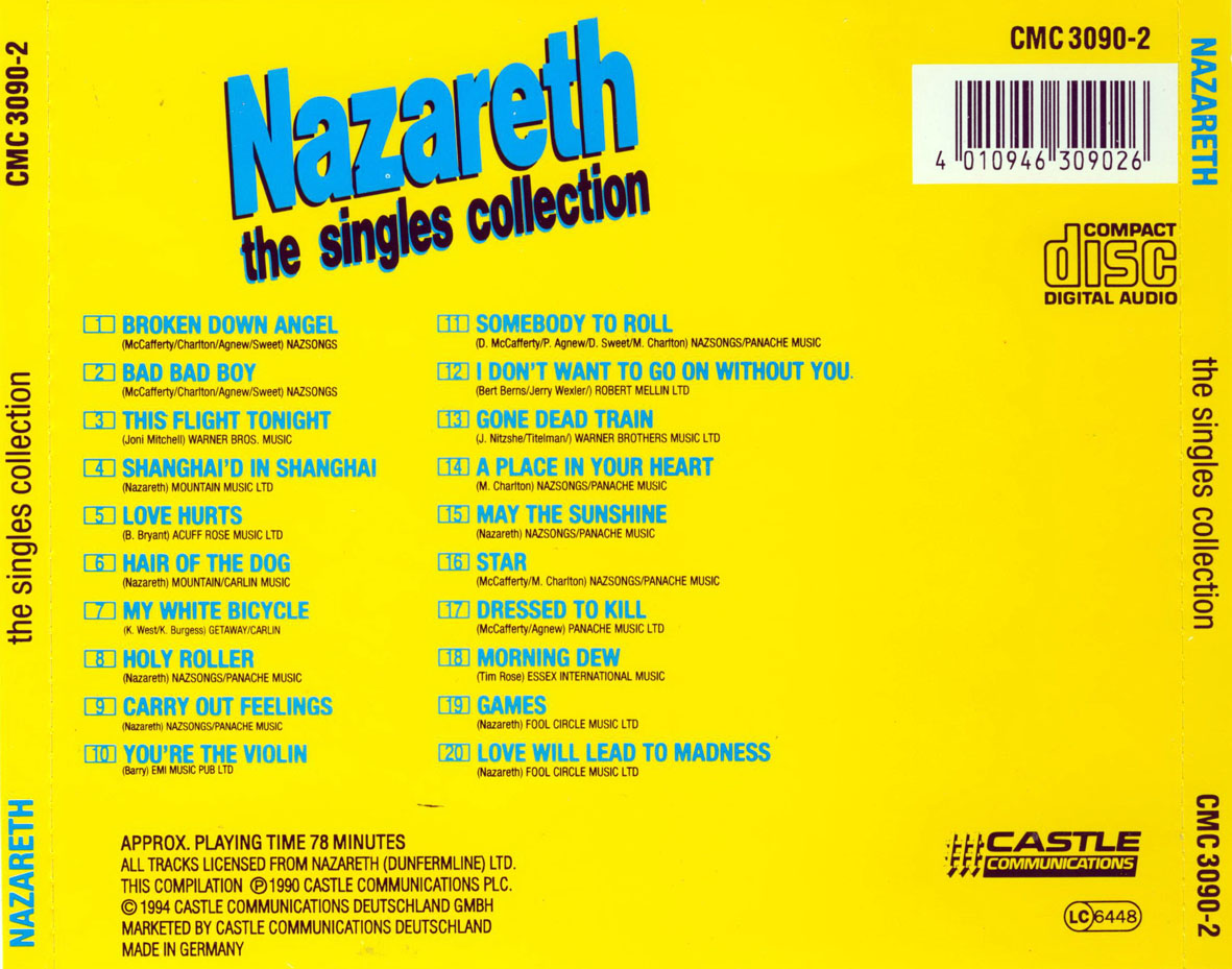Cartula Trasera de Nazareth - The Singles Collection