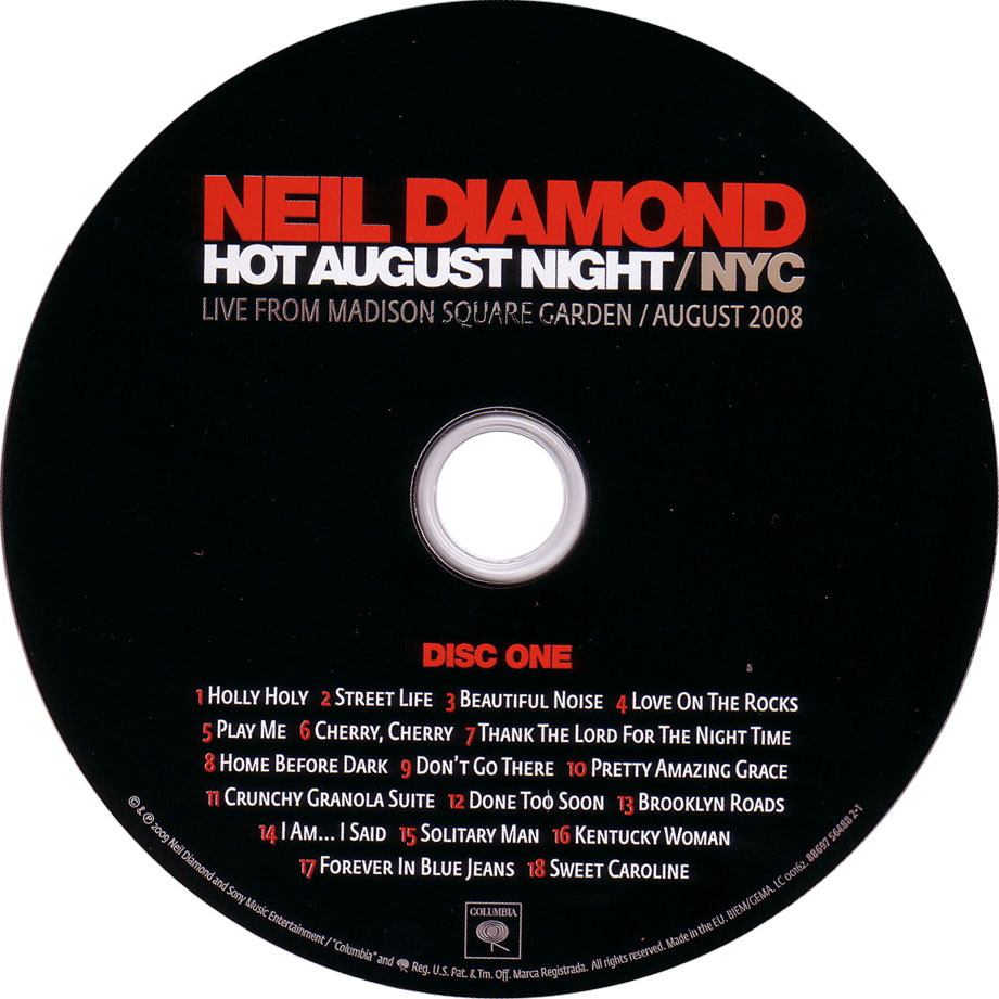 Cartula Cd1 de Neil Diamond - Hot August Night / Nyc