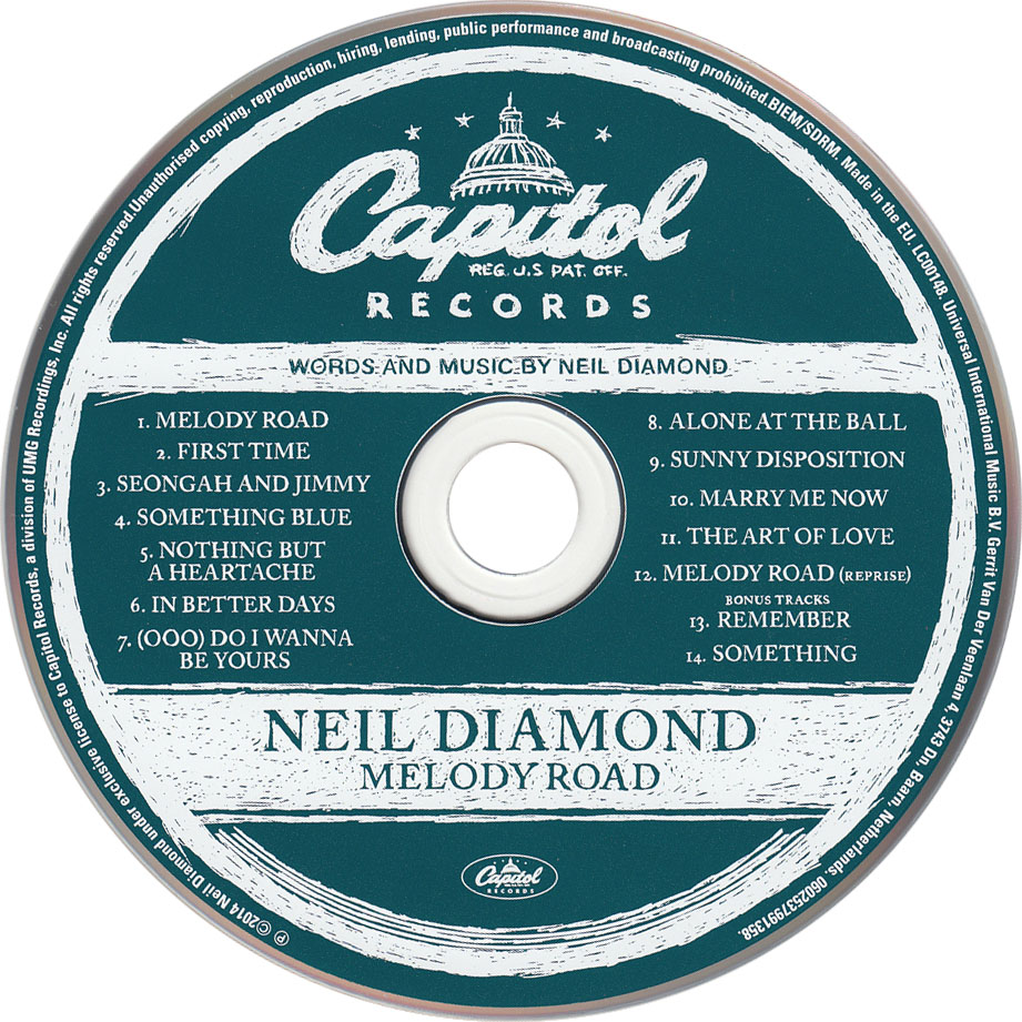 Cartula Cd de Neil Diamond - Melody Road