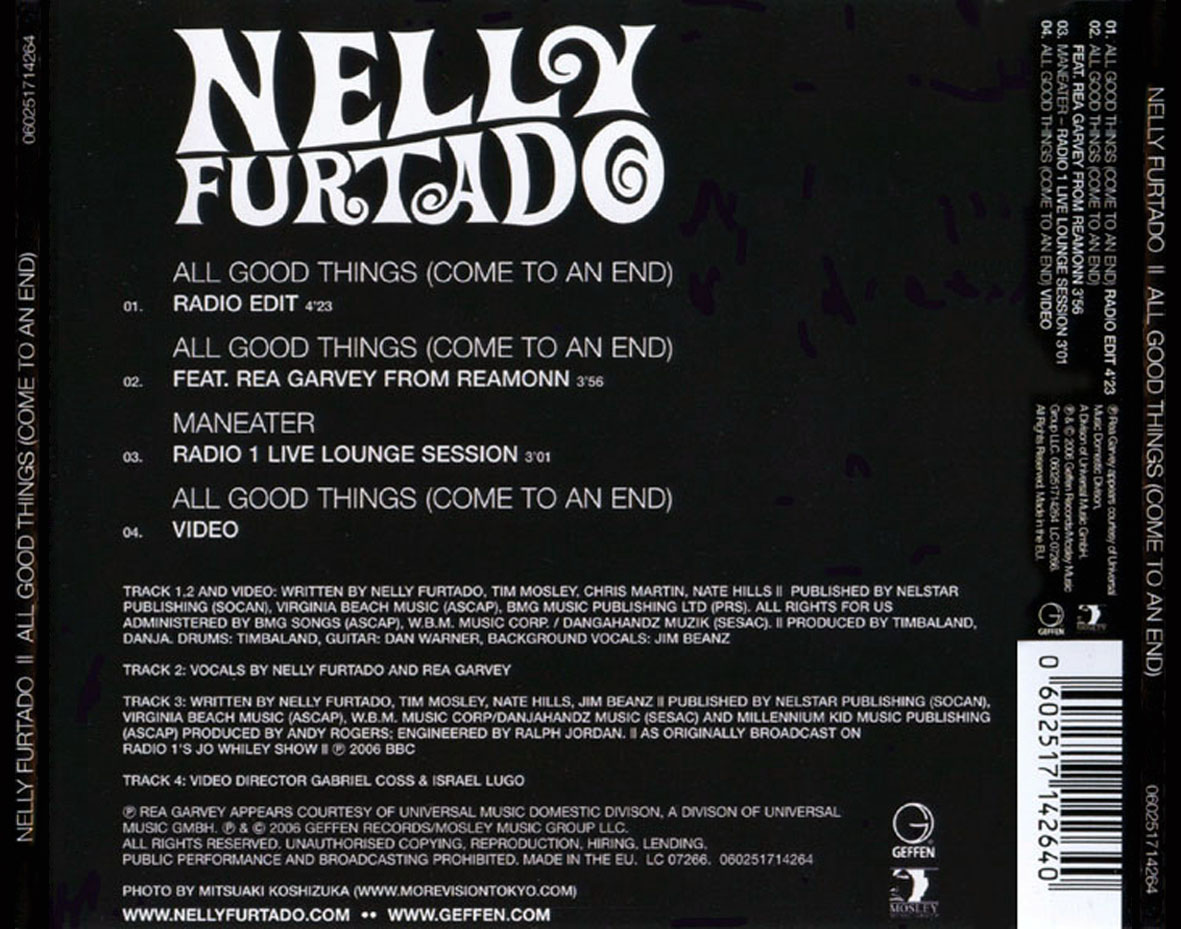 Cartula Trasera de Nelly Furtado - All Good Things (Come To An End) (Cd Single)