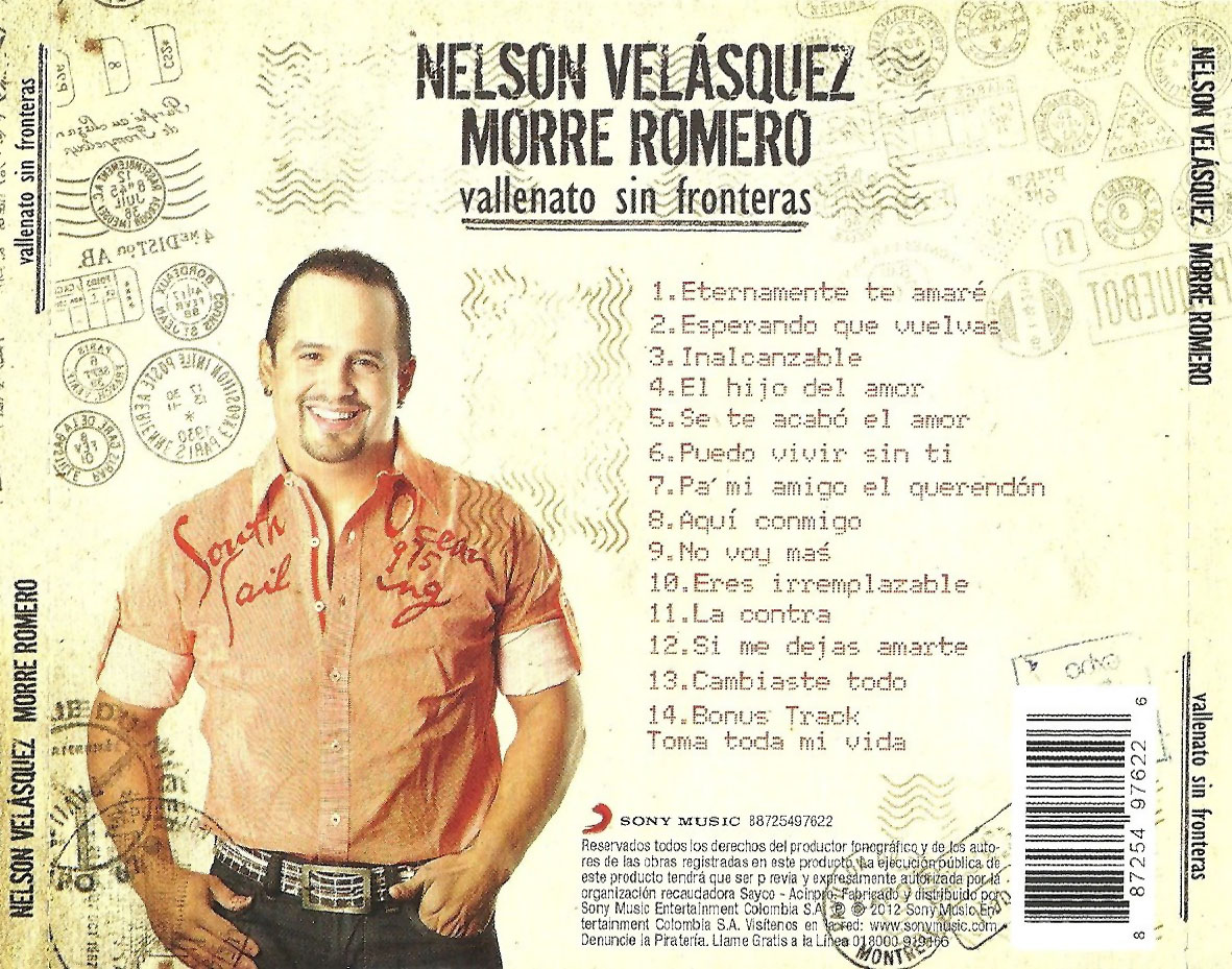 Cartula Trasera de Nelson Velasquez & Jose Fernando Morre Romero - Vallenato Sin Fronteras