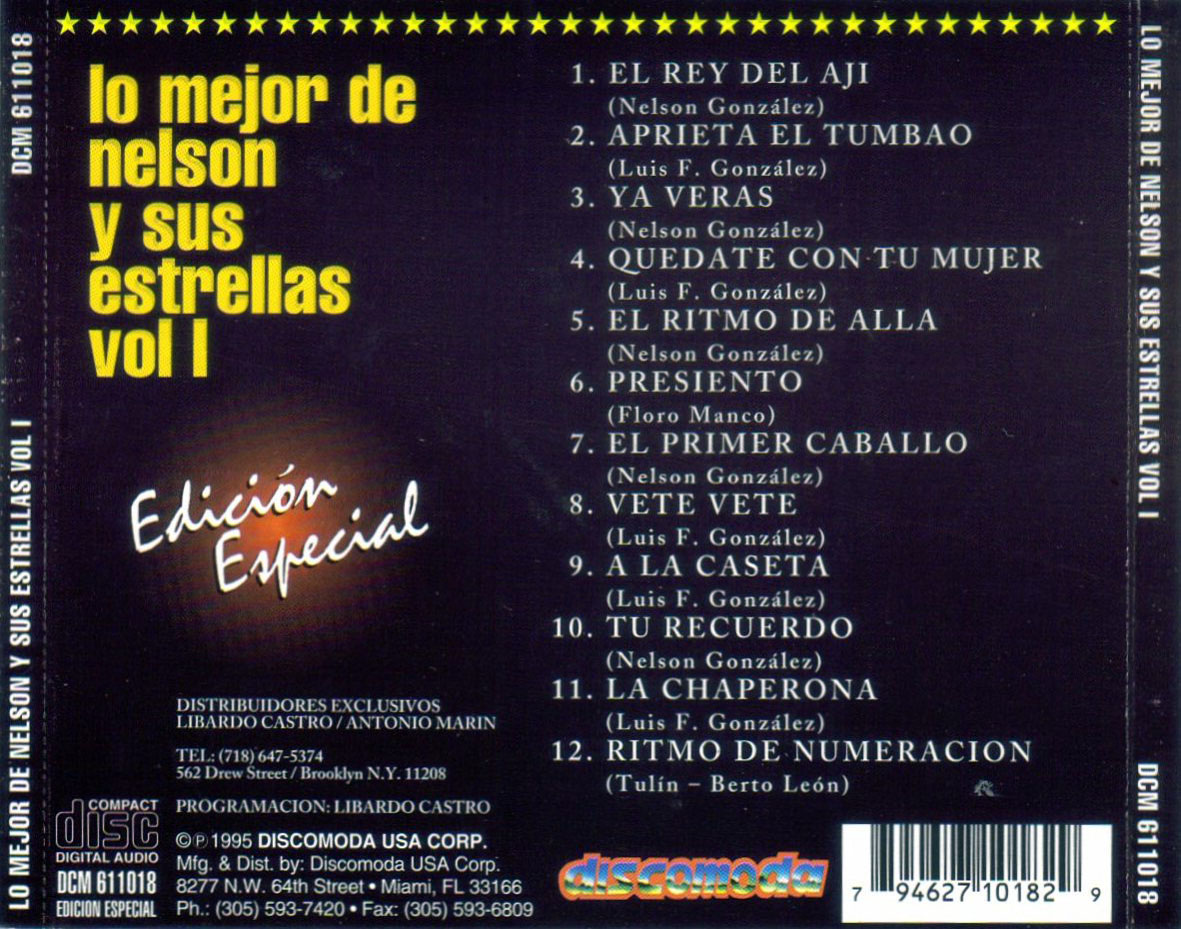 Cartula Trasera de Nelson Y Sus Estrellas - Lo Mejor De Nelson Y Sus Estrellas Volumen I