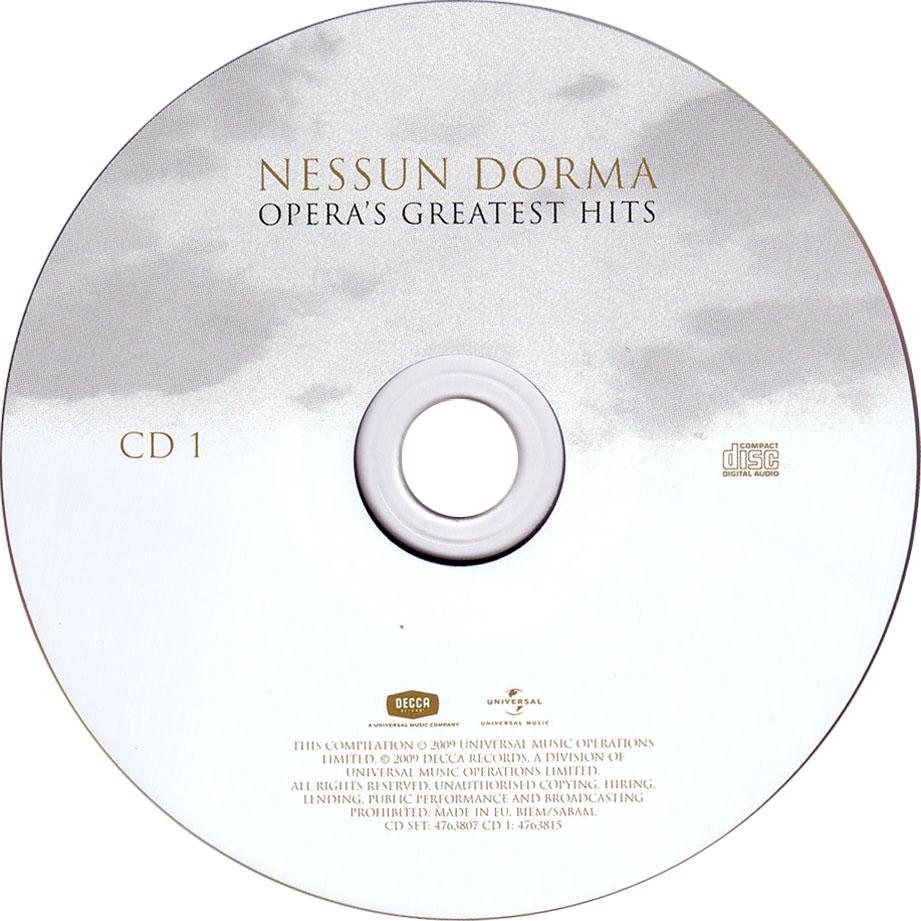 Cartula Cd1 de Nessun Dorma: Opera's Greatest Hits