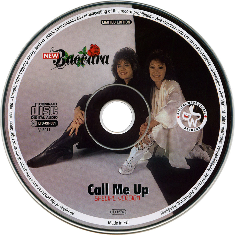 Cartula Cd de New Baccara - Call Me Up (Special Version)