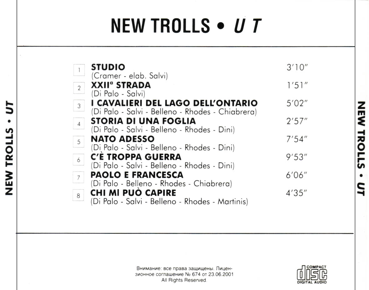 Cartula Trasera de New Trolls - Ut
