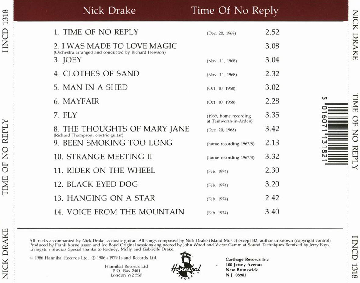 Cartula Trasera de Nick Drake - Time Of No Reply