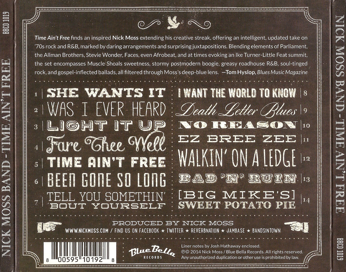 Cartula Trasera de Nick Moss Band - Time Ain't Free
