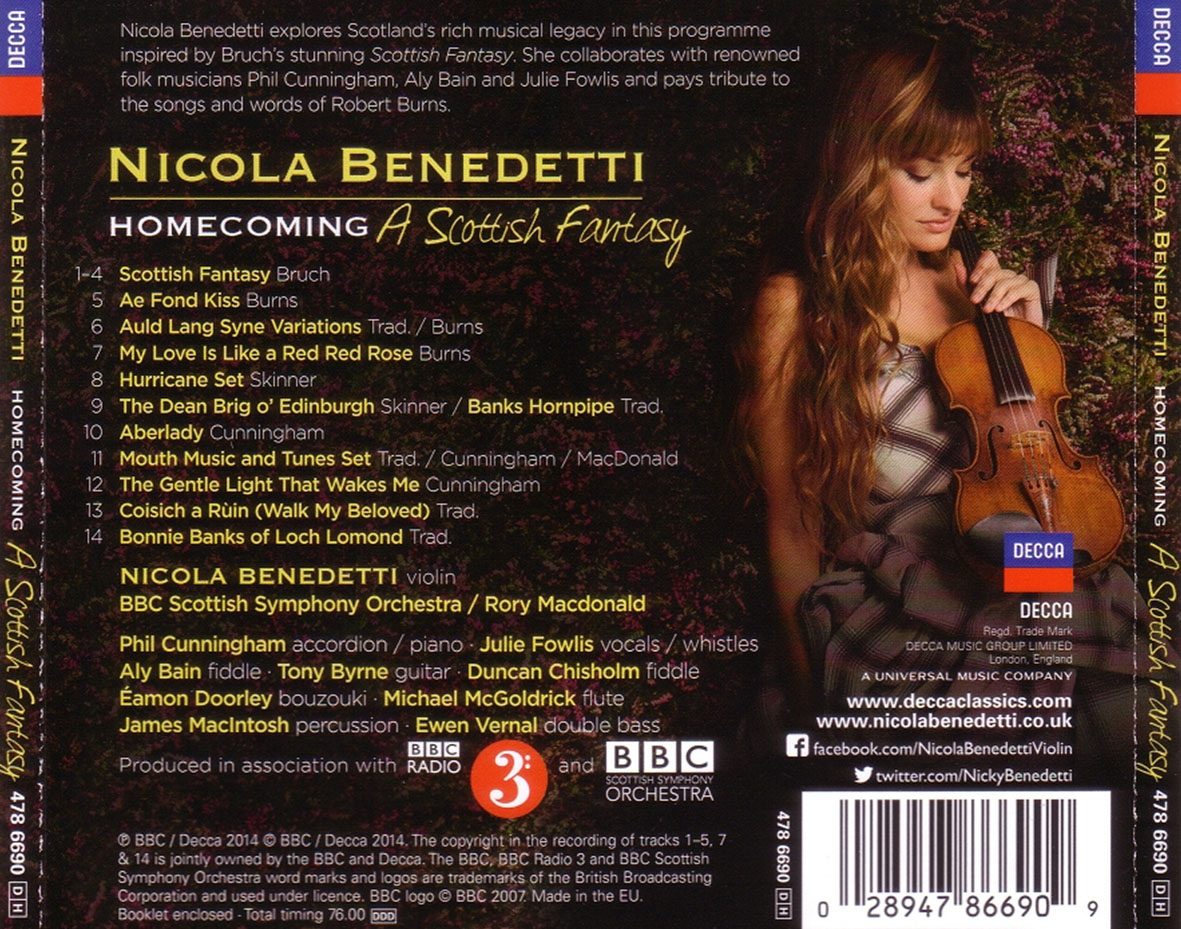 Cartula Trasera de Nicola Benedetti - Homecoming: A Scottish Fantasy