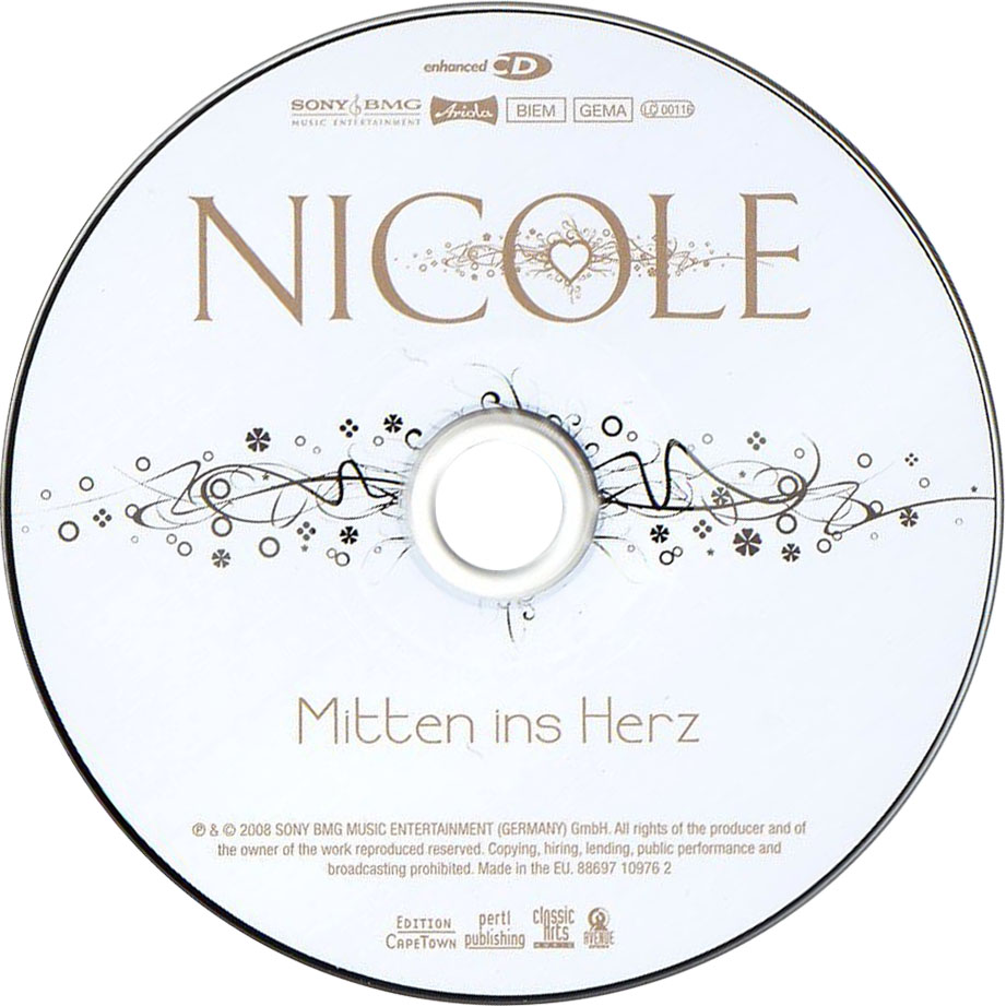 Cartula Cd de Nicole Hohloch - Mitten Ins Herz