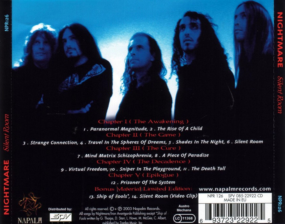 Cartula Trasera de Nightmare - Silent Room