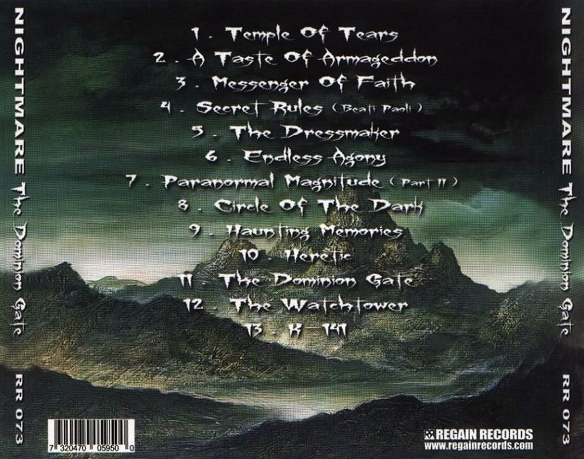 Cartula Trasera de Nightmare - The Dominion Gate