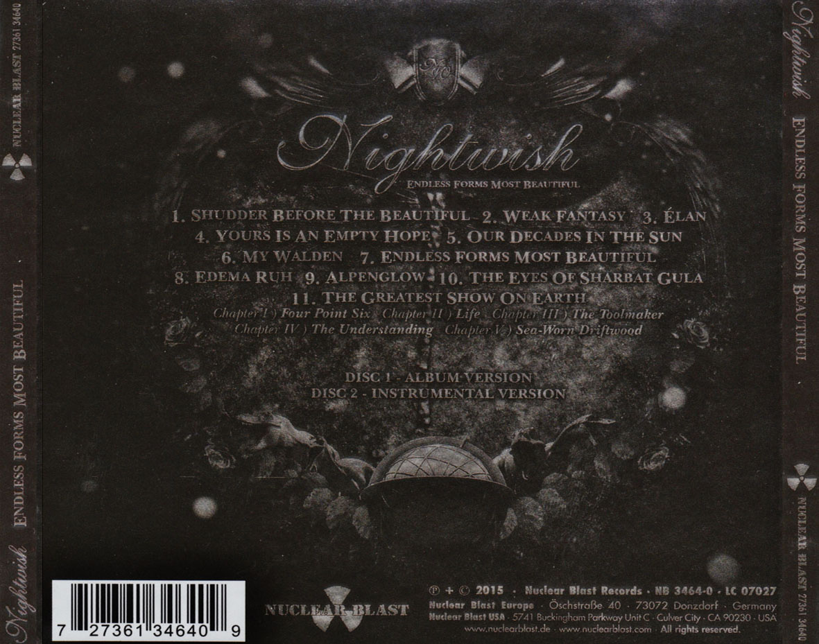 Cartula Trasera de Nightwish - Endless Forms Most Beautiful (Limited Edition)