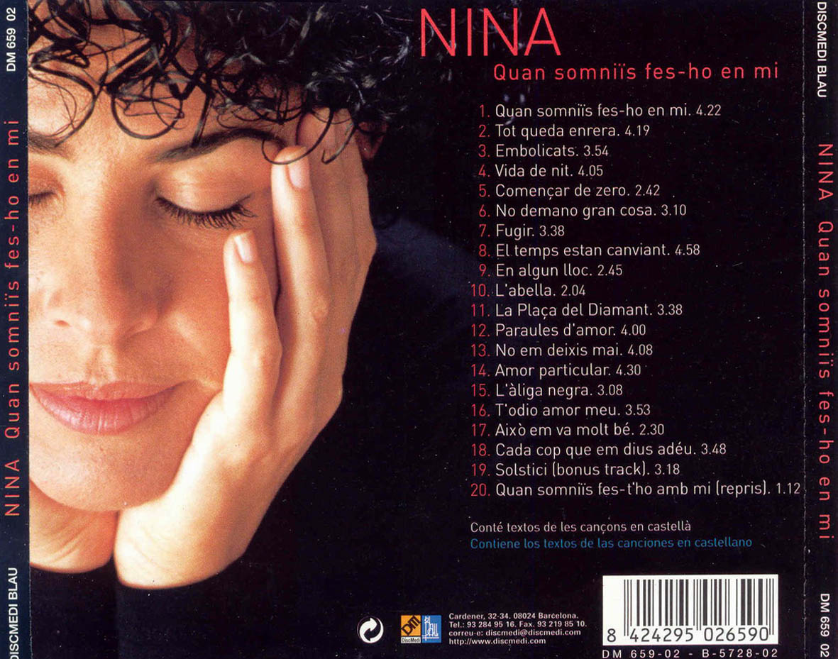 Cartula Trasera de Nina - Quan Somnis Fes Ho En Mi