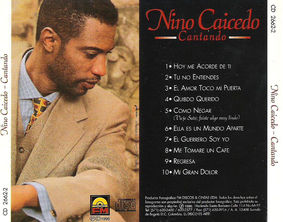 Cartula Trasera de Nino Caicedo - Cantando