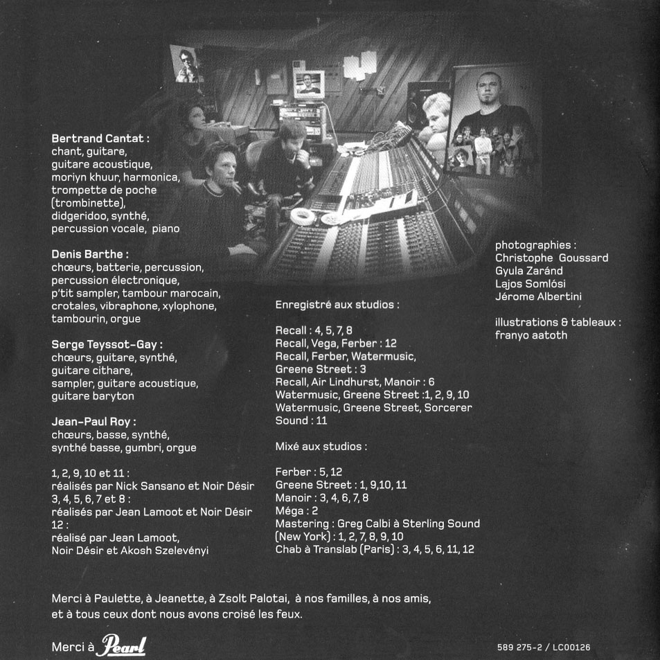 Cartula Interior Frontal de Noir Desir - Des Visages Et Des Figures