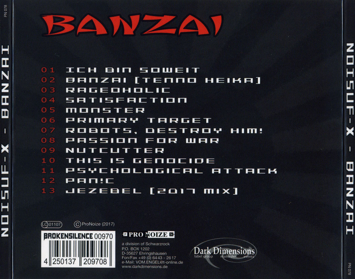 Cartula Trasera de Noisuf-X - Banzai