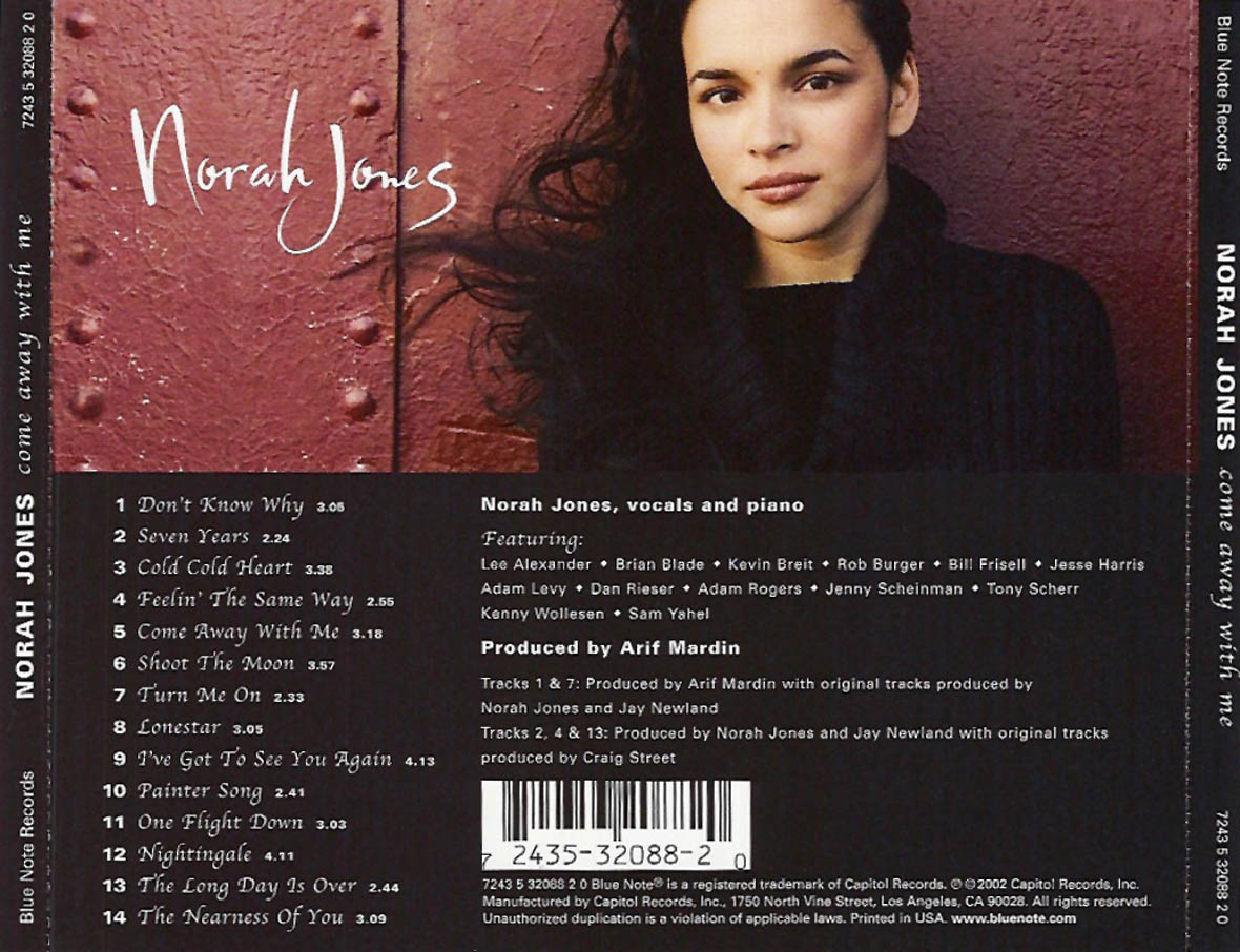 Cartula Trasera de Norah Jones - Come Away With Me
