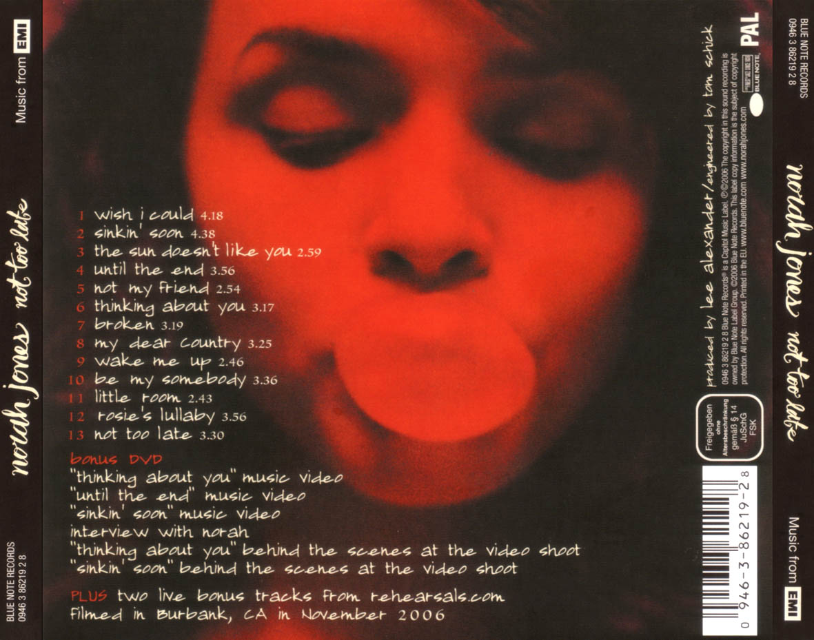 Cartula Trasera de Norah Jones - Not Too Late (Deluxe Edition)