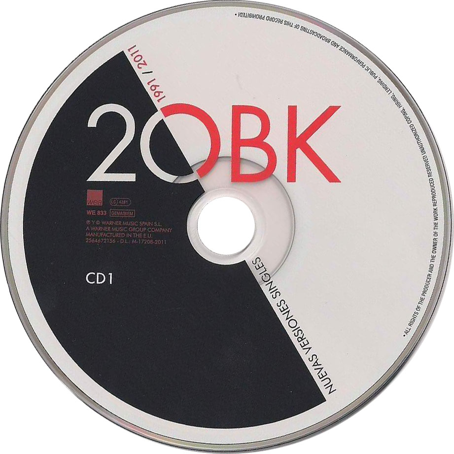 Cartula Cd1 de Obk - 2obk: Nuevas Versiones Singles 1991/2011
