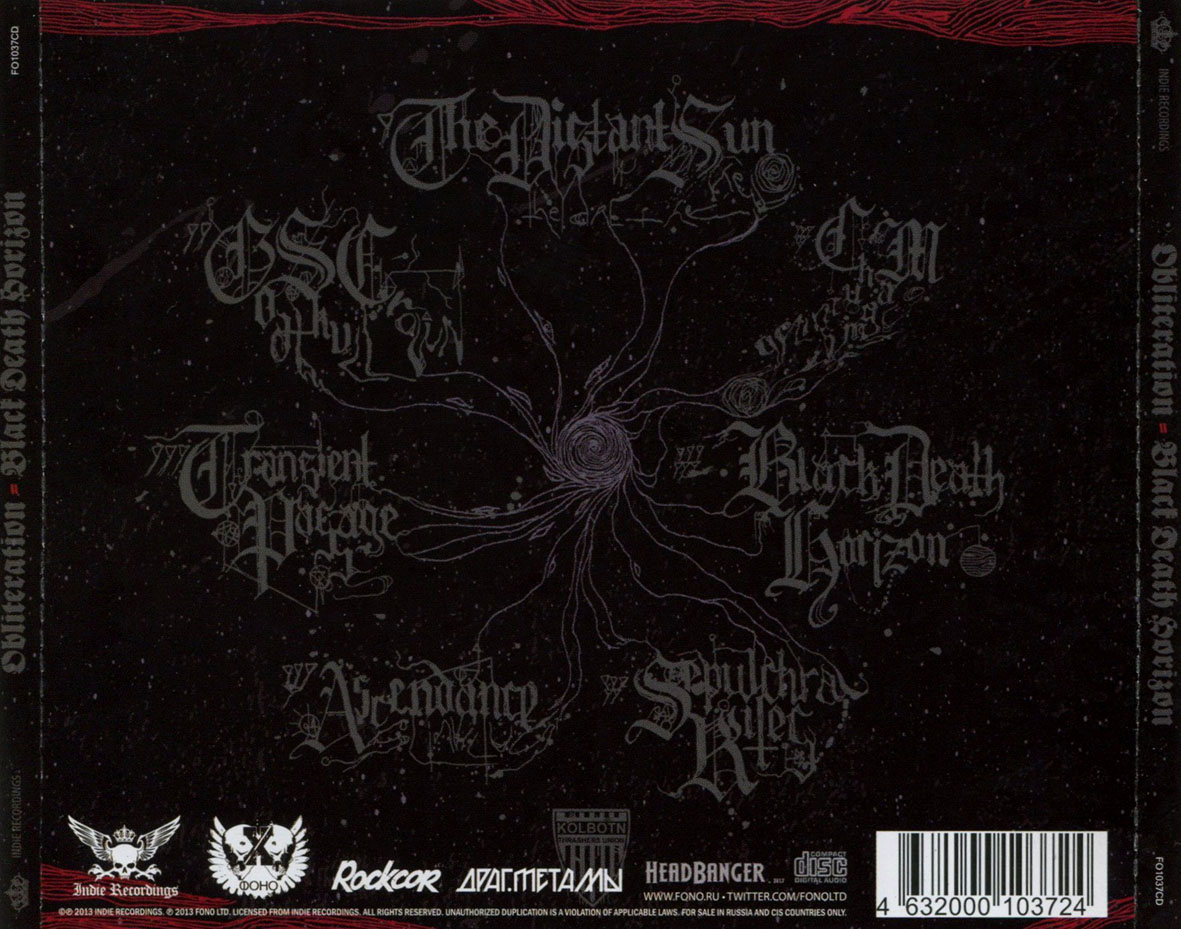 Cartula Trasera de Obliteration - Black Death Horizon