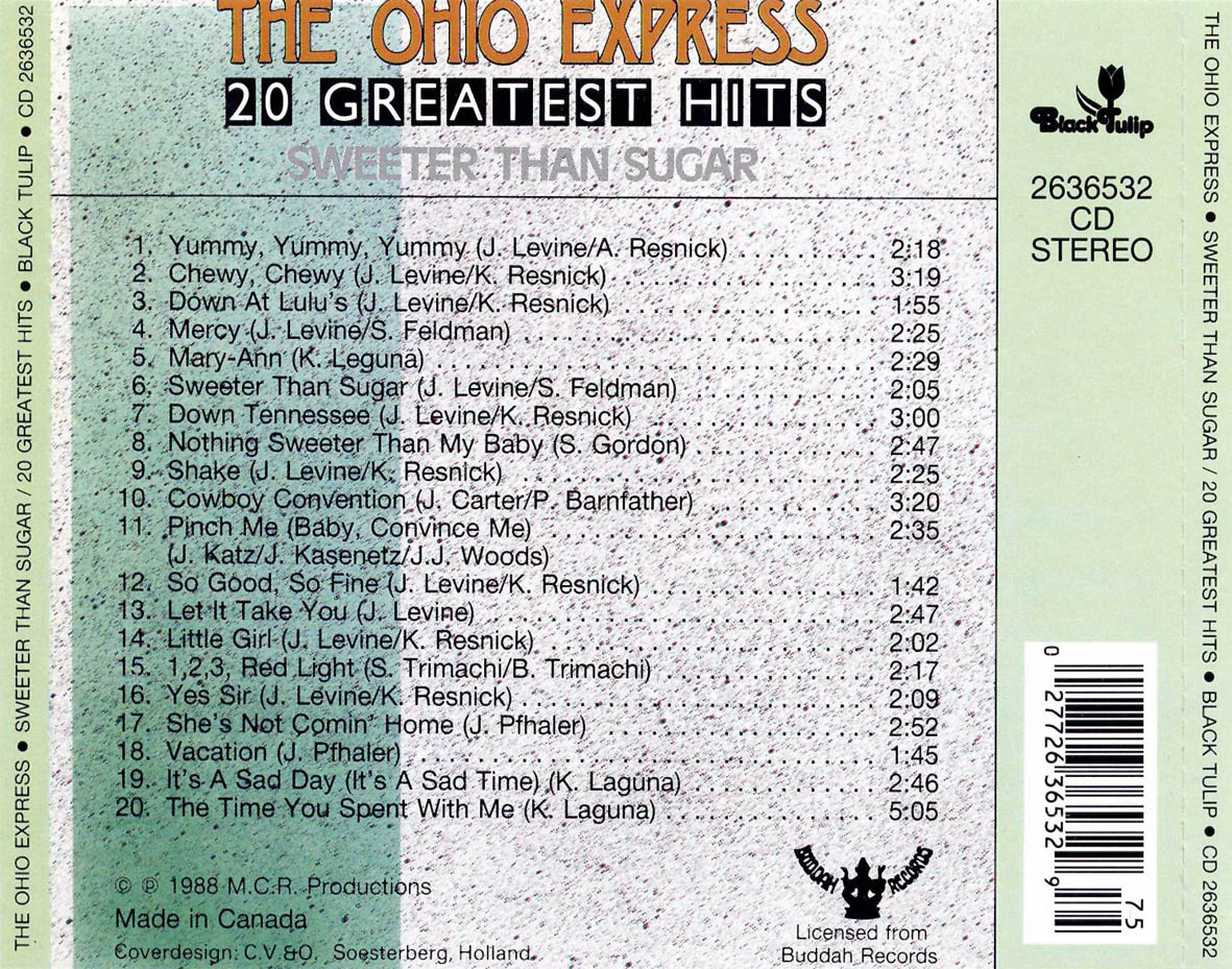 Cartula Trasera de Ohio Express - Sweeter Than Sugar: 20 Greatest Hits