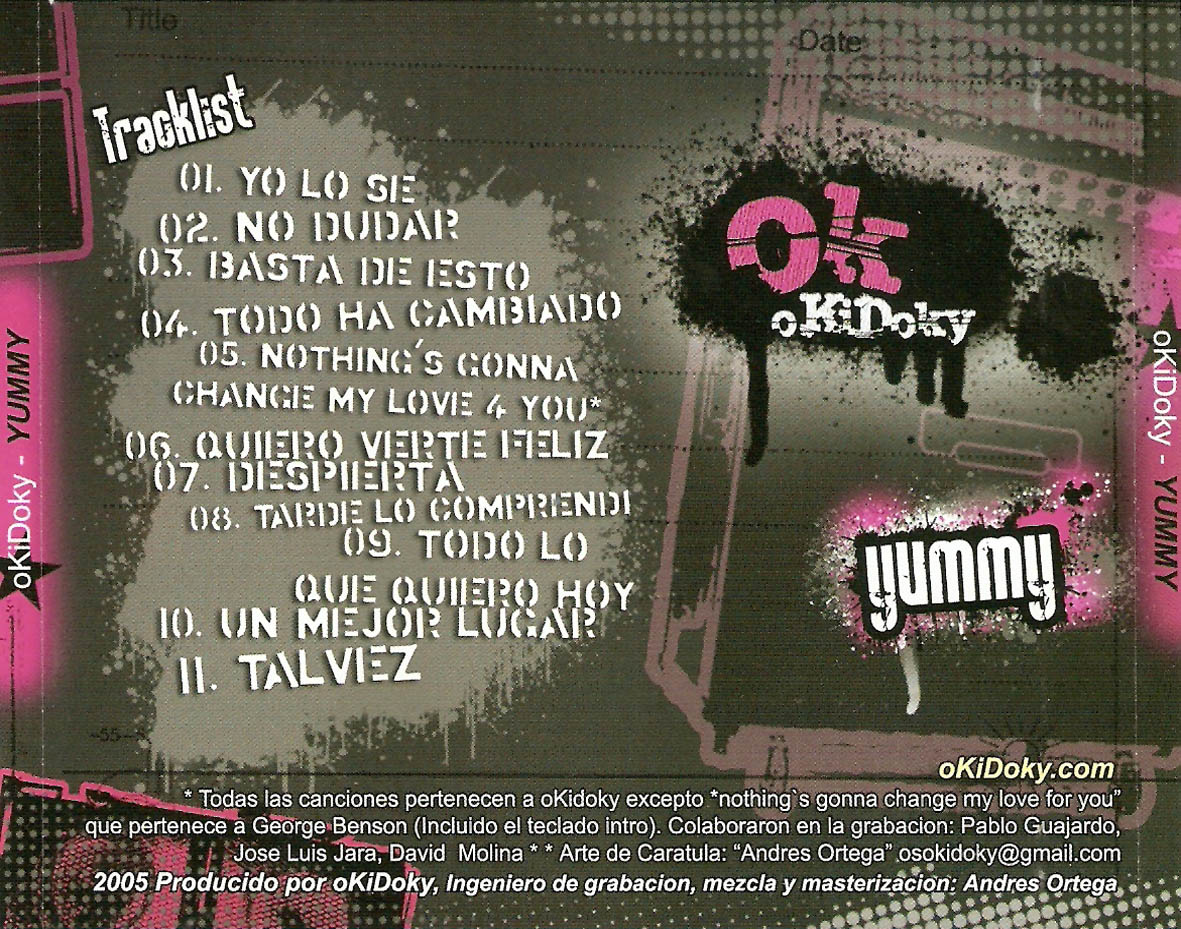 Cartula Trasera de Okidoky - Yummy