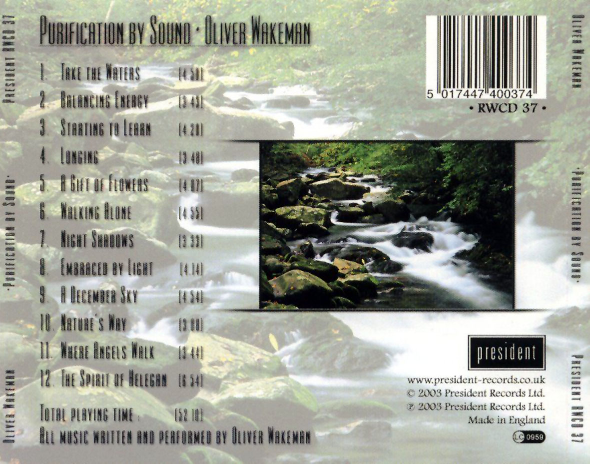 Cartula Trasera de Oliver Wakeman - Purification By Sound