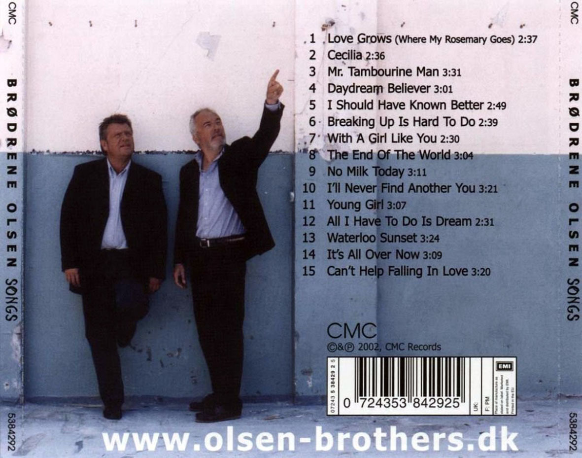 Cartula Trasera de Olsen Brothers - Songs