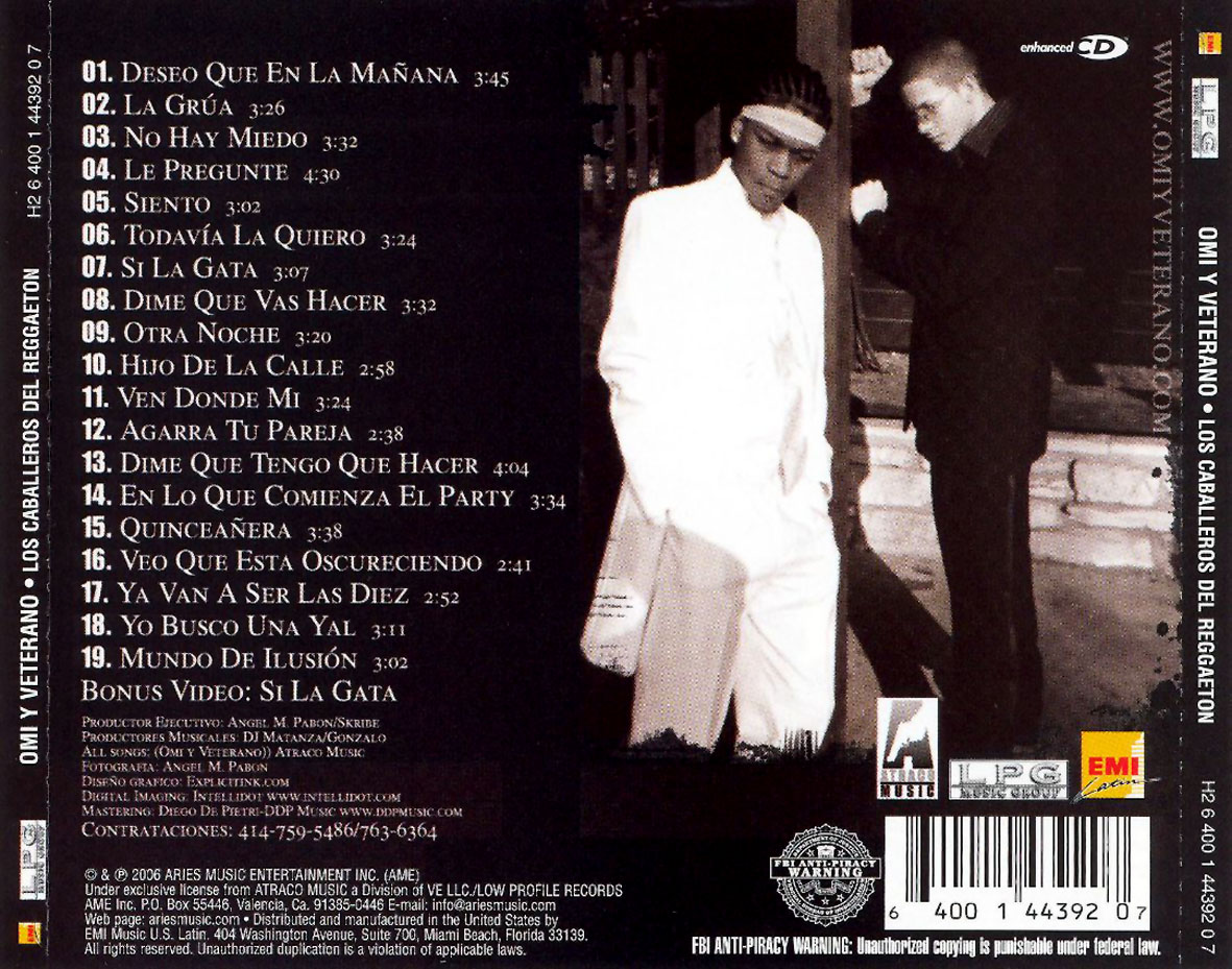 Cartula Trasera de Omi & Veterano - Los Caballeros Del Reggaeton