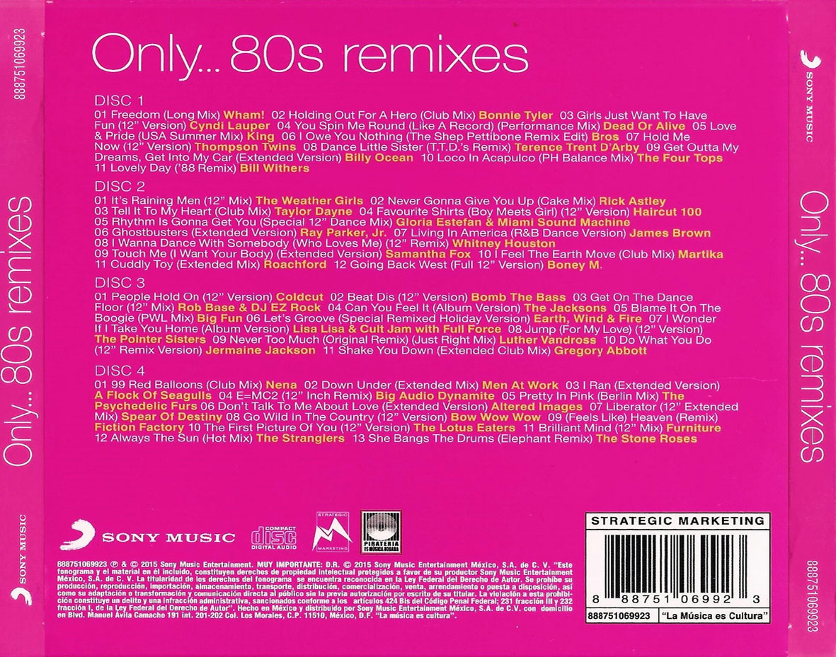 Cartula Trasera de Only... 80s Remixes