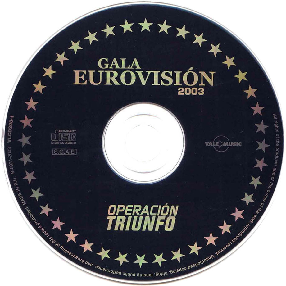Cartula Cd de Operacion Triunfo 2002-2003 Gala Eurovision