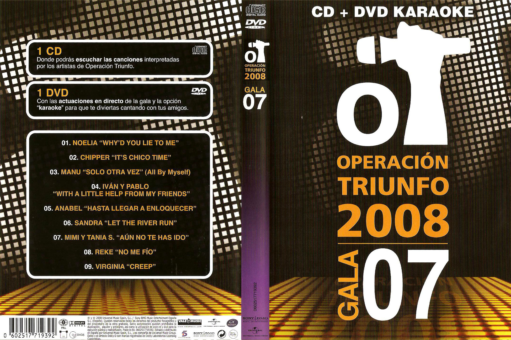 Cartula Caratula de Operacion Triunfo 2008 Gala 07