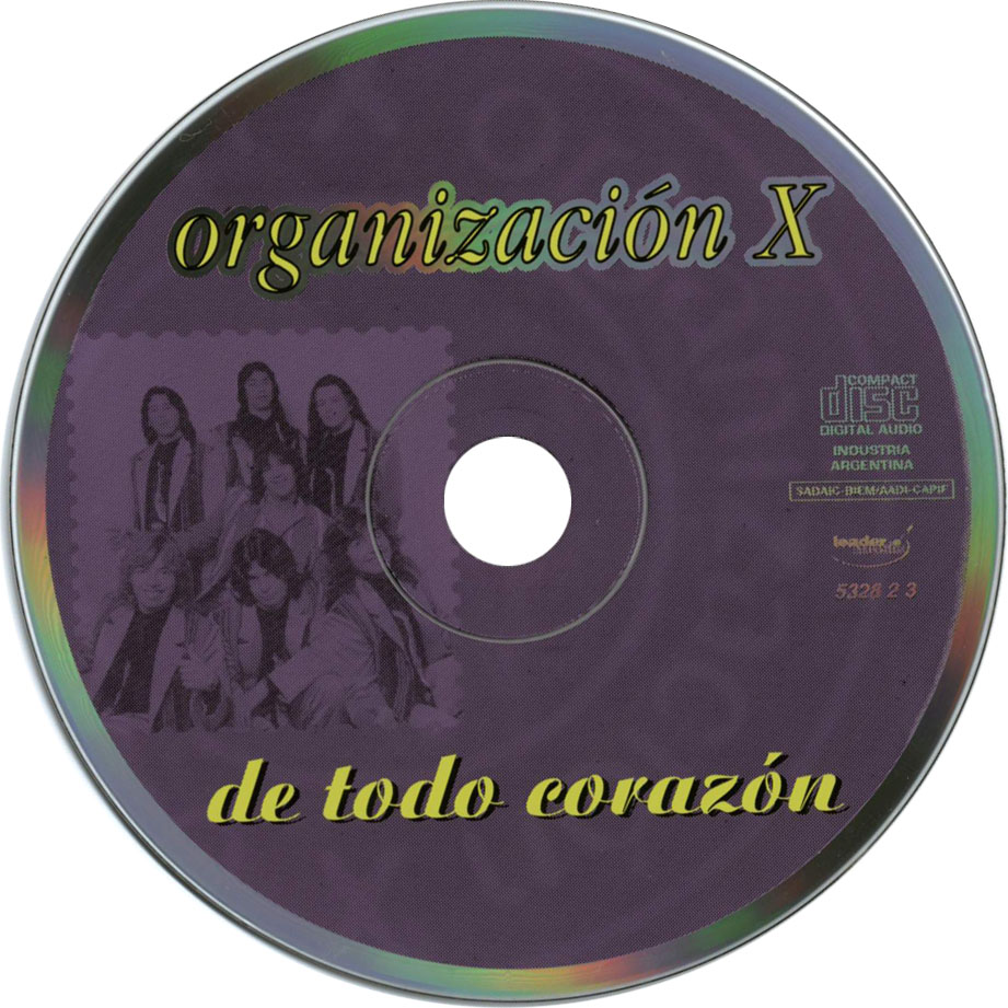 Cartula Cd de Organizacion X - De Todo Corazon