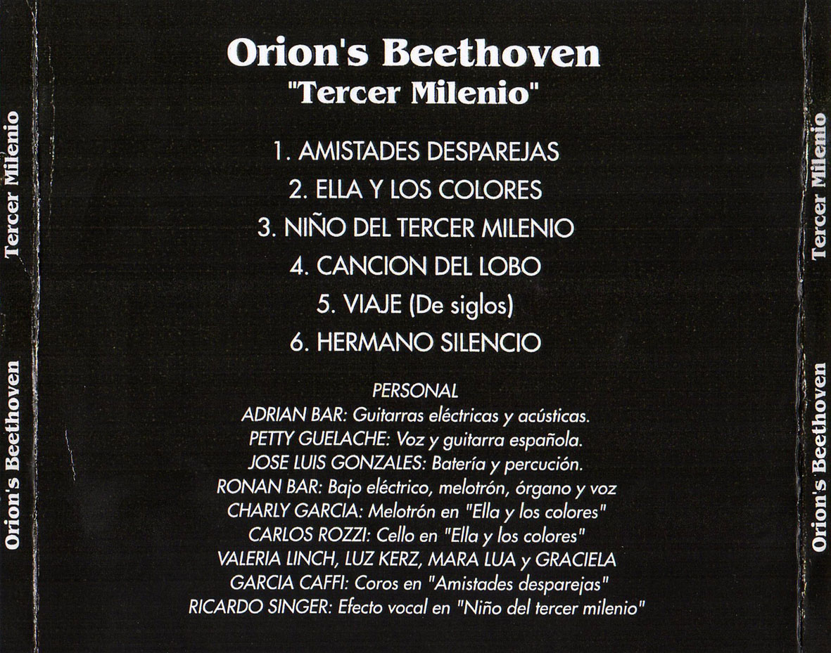 Carátula Trasera de Orion's Beethoven - Tercer Milenio