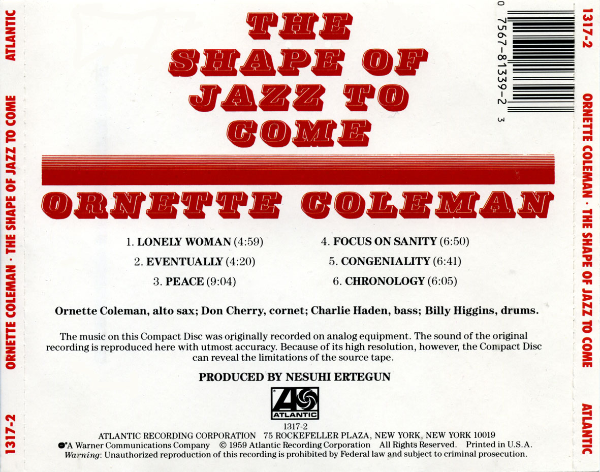 Cartula Trasera de Ornette Coleman - The Shape Of Jazz To Come