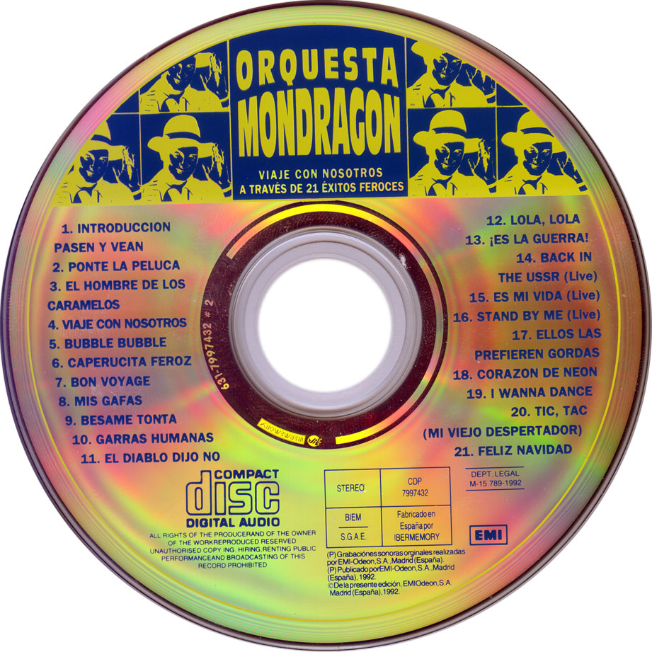 Carátula Cd de Orquesta Mondragon - Viaje Con Nosotros A Traves De 21 Exitos Feroces
