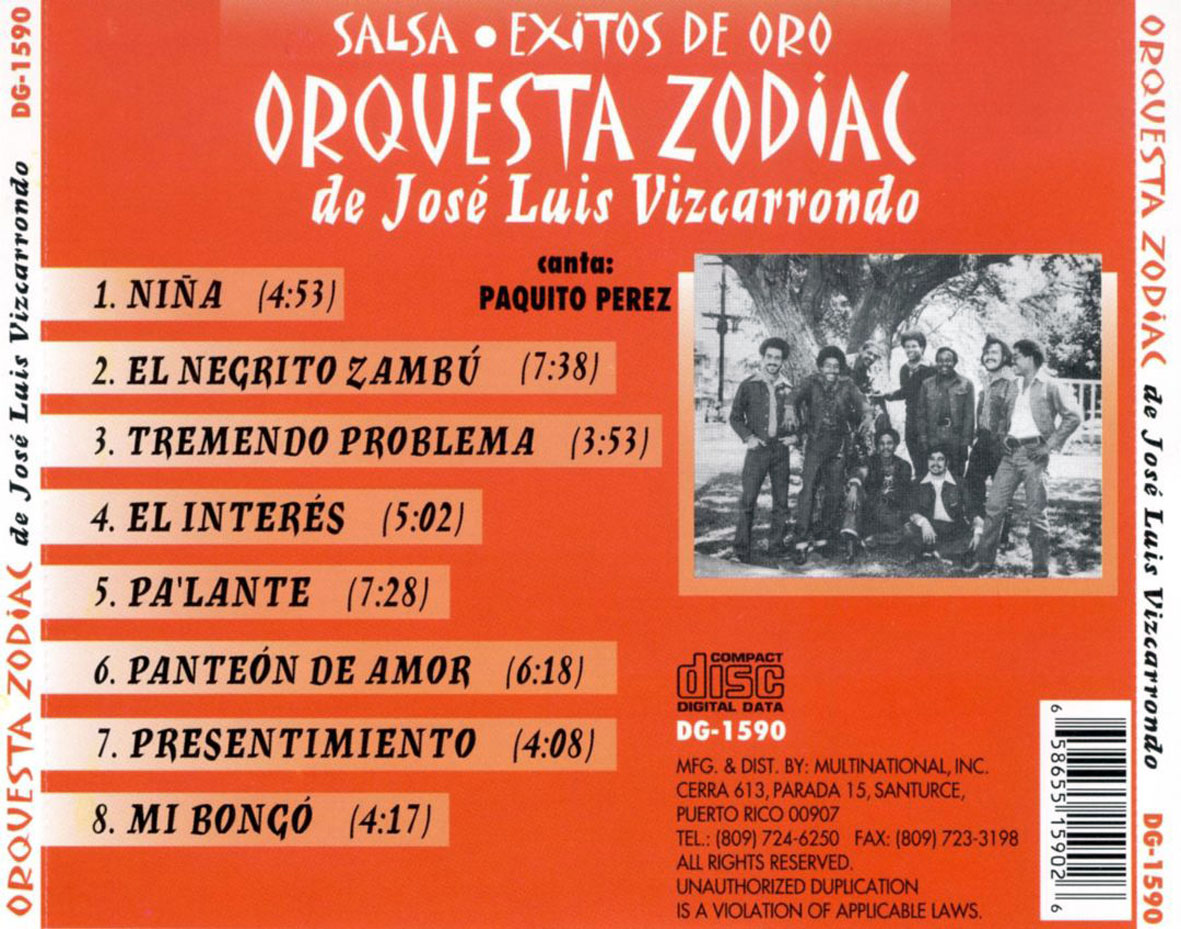 Cartula Trasera de Orquesta Zodiac - Panteon De Amor