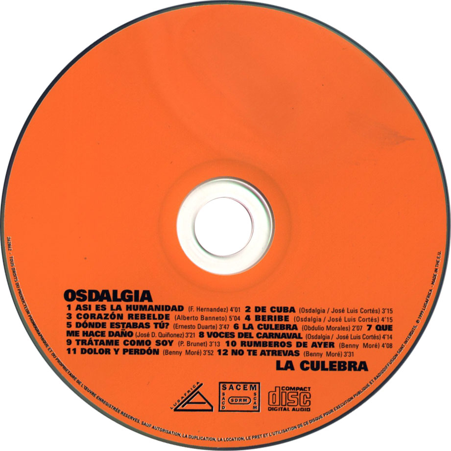 Cartula Cd de Osdalgia - La Culebra