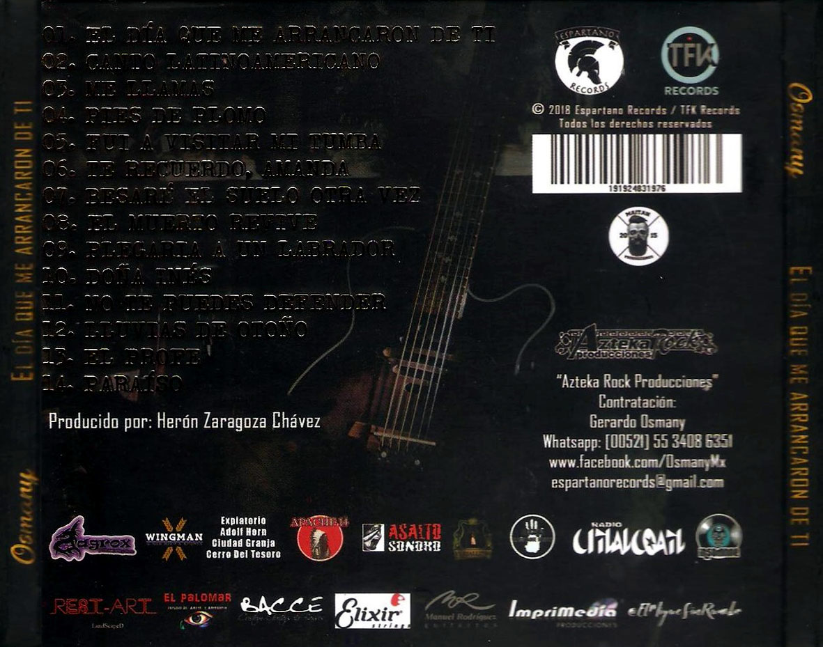 Cartula Trasera de Osmany - El Dia En Que Me Arrancaron De Ti