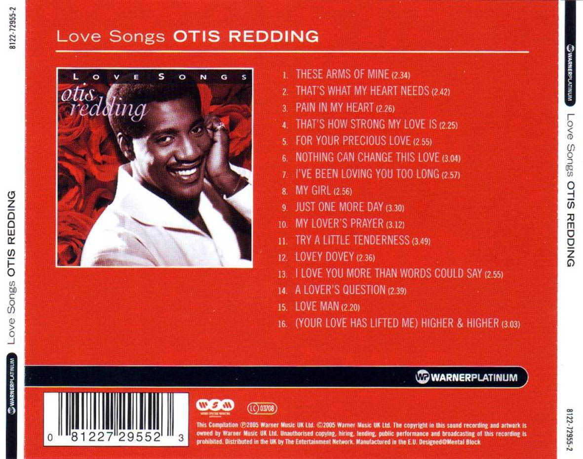 Cartula Trasera de Otis Redding - Love Songs
