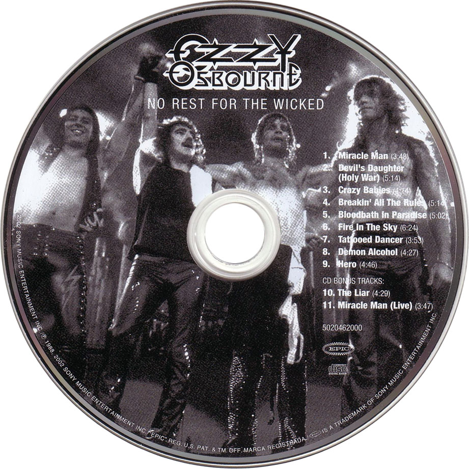 Cartula Cd de Ozzy Osbourne - No Rest For The Wicked (2002)