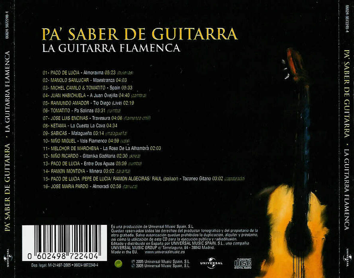 Cartula Trasera de Pa' Saber De Guitarra (La Guitarra Flamenca)